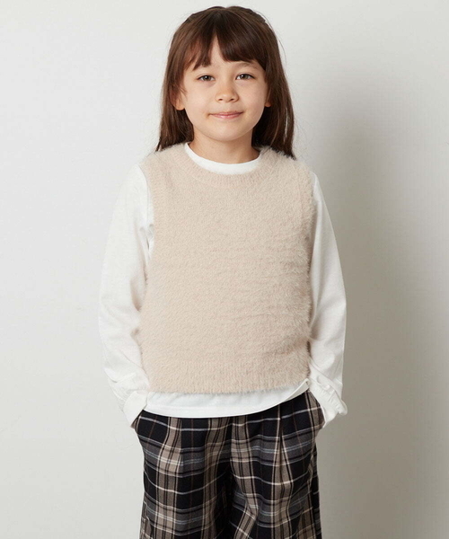 a.v.v（アーヴェヴェ）の「[140-150]【2点セット】フェザーヤーンニットベストセット（ベスト・キッズ・ベージュ/ライトグレー・150/140）」の20枚目の写真