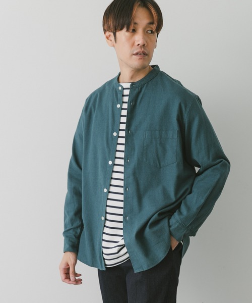 URBAN RESEARCH DOORS（アーバンリサーチドアーズ）の「ビエラバンドカラーシャツ（シャツ/ブラウス・メンズ・グリーン/オフホワイト/ブルー系その他/ブラウン系その他・MEDIUM/LARGE）」の7枚目の写真