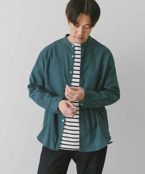 URBAN RESEARCH DOORS（アーバンリサーチドアーズ）の「ビエラバンドカラーシャツ（シャツ/ブラウス・メンズ・グリーン/オフホワイト/ブルー系その他/ブラウン系その他・MEDIUM/LARGE）」の8枚目の写真