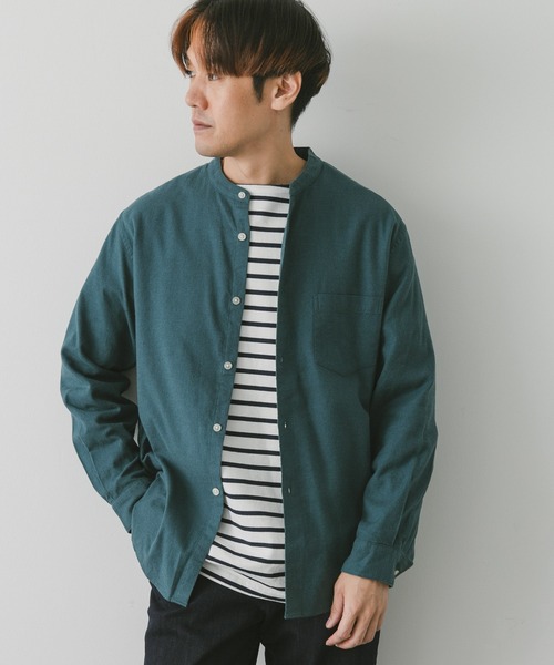 URBAN RESEARCH DOORS（アーバンリサーチドアーズ）の「ビエラバンドカラーシャツ（シャツ/ブラウス・メンズ・グリーン/オフホワイト/ブルー系その他/ブラウン系その他・MEDIUM/LARGE）」の9枚目の写真