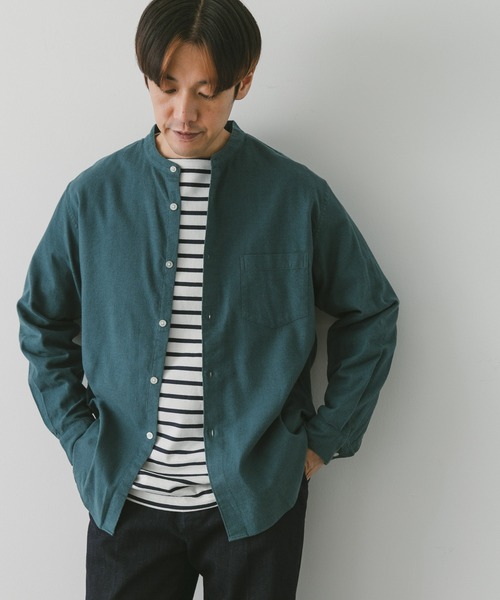 URBAN RESEARCH DOORS（アーバンリサーチドアーズ）の「ビエラバンドカラーシャツ（シャツ/ブラウス・メンズ・グリーン/オフホワイト/ブルー系その他/ブラウン系その他・MEDIUM/LARGE）」の10枚目の写真