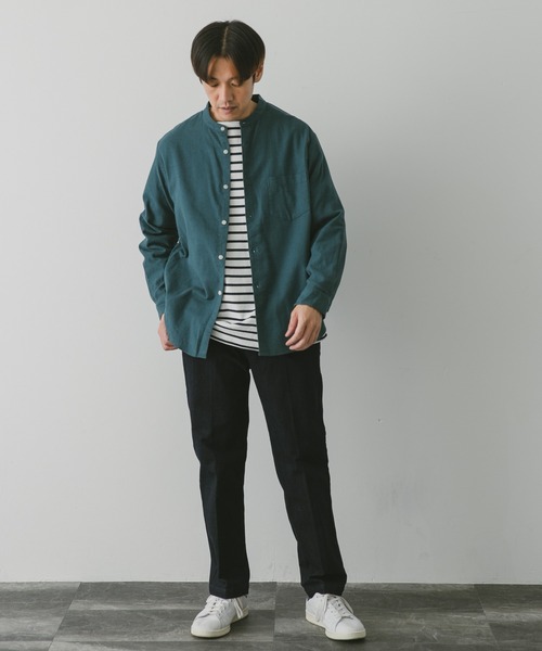 URBAN RESEARCH DOORS（アーバンリサーチドアーズ）の「ビエラバンドカラーシャツ（シャツ/ブラウス・メンズ・グリーン/オフホワイト/ブルー系その他/ブラウン系その他・MEDIUM/LARGE）」の11枚目の写真