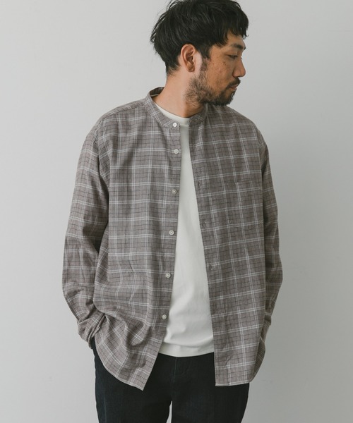 URBAN RESEARCH DOORS（アーバンリサーチドアーズ）の「ビエラバンドカラーシャツ（シャツ/ブラウス・メンズ・グリーン/オフホワイト/ブルー系その他/ブラウン系その他・MEDIUM/LARGE）」の19枚目の写真