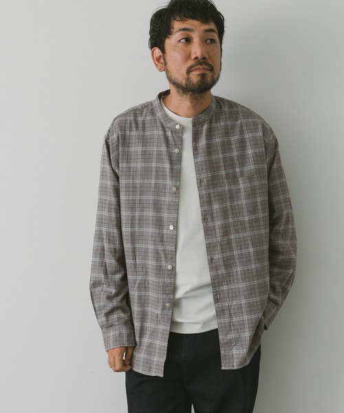 URBAN RESEARCH DOORS（アーバンリサーチドアーズ）の「ビエラバンドカラーシャツ（シャツ/ブラウス・メンズ・グリーン/オフホワイト/ブルー系その他/ブラウン系その他・MEDIUM/LARGE）」の20枚目の写真