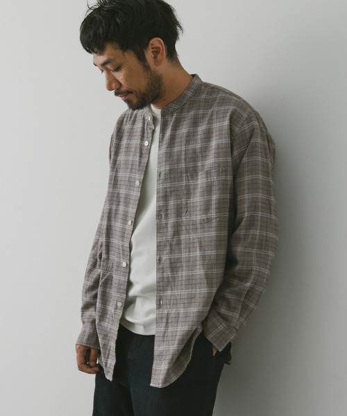 URBAN RESEARCH DOORS（アーバンリサーチドアーズ）の「ビエラバンドカラーシャツ（シャツ/ブラウス・メンズ・グリーン/オフホワイト/ブルー系その他/ブラウン系その他・MEDIUM/LARGE）」の21枚目の写真