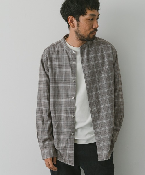 URBAN RESEARCH DOORS（アーバンリサーチドアーズ）の「ビエラバンドカラーシャツ（シャツ/ブラウス・メンズ・グリーン/オフホワイト/ブルー系その他/ブラウン系その他・MEDIUM/LARGE）」の22枚目の写真