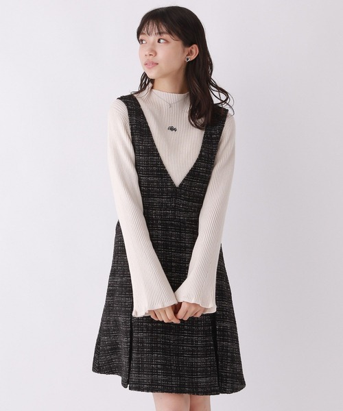 repipi armario(レピピ アルマリオ)の「Vネックツイードジャンスカ(ジャンパースカート・キッズ・ブラック/ホワイト・SMALL/MEDIUM/LARGE)」の14枚目の写真