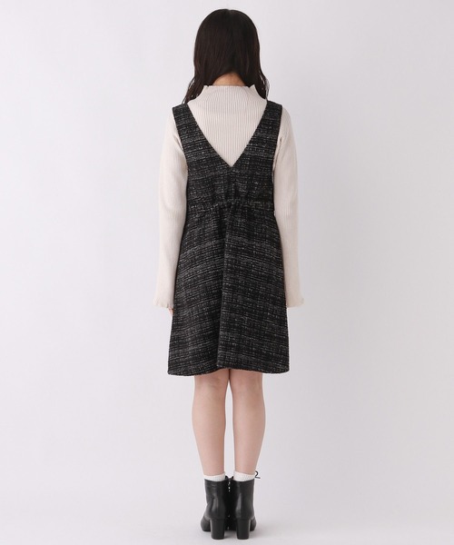 repipi armario(レピピ アルマリオ)の「Vネックツイードジャンスカ(ジャンパースカート・キッズ・ブラック/ホワイト・SMALL/MEDIUM/LARGE)」の10枚目の写真