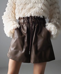 me+em select | ※※【 ４COLOR 】ハイウエストシャーリングレザーショートパンツ(その他パンツ)