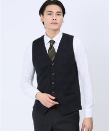 アレキサンダージュリアン ウォッシャブル ウール混グレンチェック ニットジレ