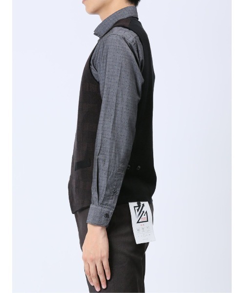 Alexander Julian（アレキサンダージュリアン）の「アレキサンダージュリアン ウォッシャブル ウール混グレンチェック ニットジレ（ベスト・メンズ・グレー系その他2/ブラウン/ネイビー・MEDIUM/X-LARGE/LARGE）」の8枚目の写真