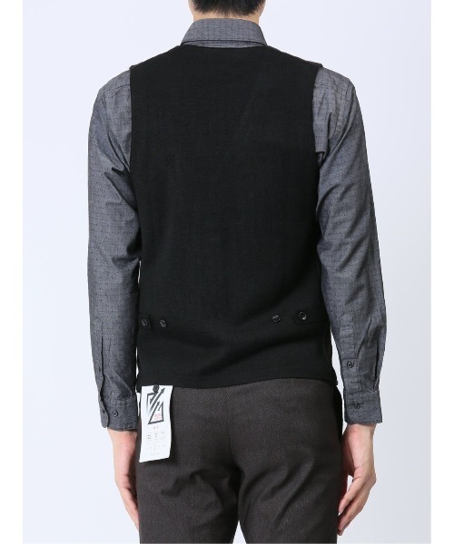 Alexander Julian（アレキサンダージュリアン）の「アレキサンダージュリアン ウォッシャブル ウール混グレンチェック ニットジレ（ベスト・メンズ・グレー系その他2/ブラウン/ネイビー・MEDIUM/X-LARGE/LARGE）」の9枚目の写真