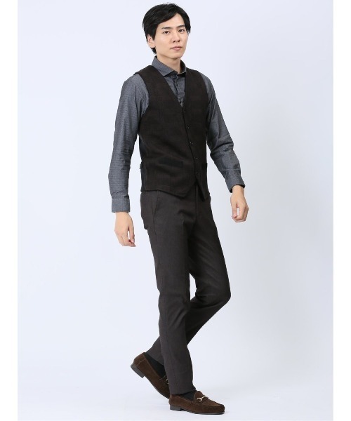 Alexander Julian（アレキサンダージュリアン）の「アレキサンダージュリアン ウォッシャブル ウール混グレンチェック ニットジレ（ベスト・メンズ・グレー系その他2/ブラウン/ネイビー・MEDIUM/X-LARGE/LARGE）」の16枚目の写真