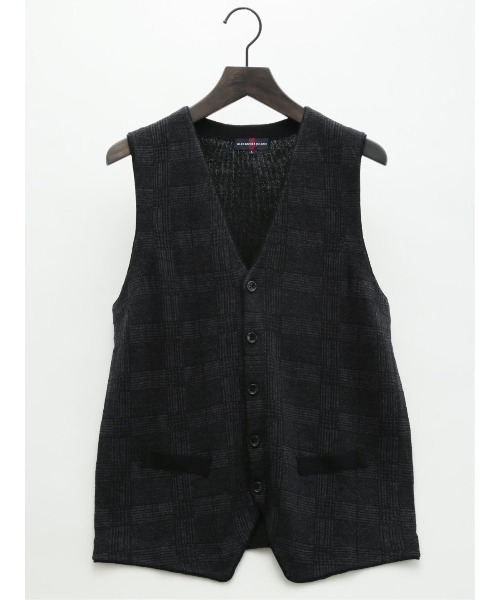 Alexander Julian（アレキサンダージュリアン）の「アレキサンダージュリアン ウォッシャブル ウール混グレンチェック ニットジレ（ベスト・メンズ・グレー系その他2/ブラウン/ネイビー・MEDIUM/X-LARGE/LARGE）」の18枚目の写真