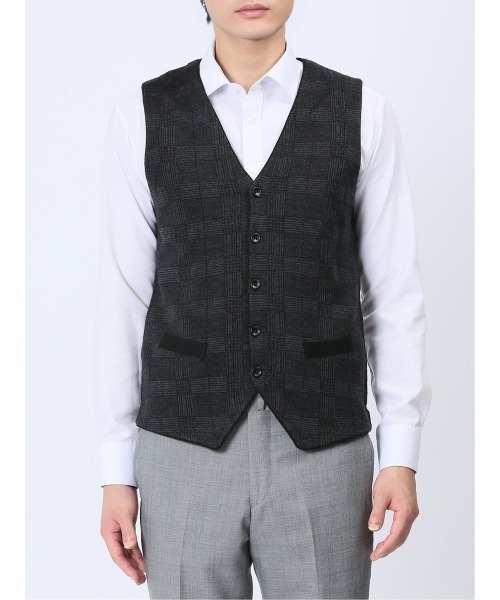 Alexander Julian（アレキサンダージュリアン）の「アレキサンダージュリアン ウォッシャブル ウール混グレンチェック ニットジレ（ベスト・メンズ・グレー系その他2/ブラウン/ネイビー・MEDIUM/X-LARGE/LARGE）」の21枚目の写真