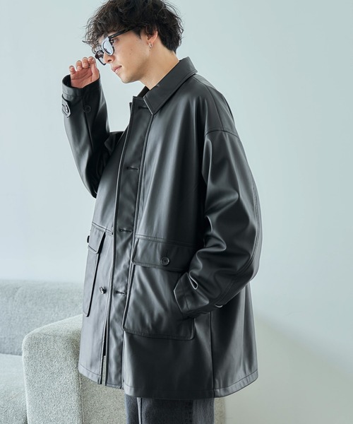 masnoudesign ハーフコート ブルゾン RAGEBLUE（レイジブルー）の「シンセティックレザー/ルーズハーフ