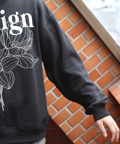 8(eight)(エイト)の「フラワー 刺繍 裏起毛 トレーナー 花(スウェット・メンズ・ブラック/アッシュグレー/オフホワイト・MEDIUM/LARGE)」の11枚目の写真
