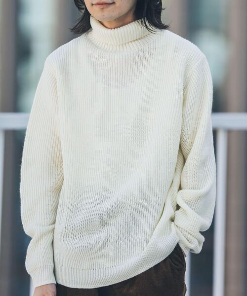 URBAN RESEARCH Sonny Label（アーバンリサーチサニーレーベル）の「ウォッシャブルウール混タートルニット（ニット/セーター・メンズ・カーキ/オフホワイト/ブラック/グレー/オレンジ/ブルー・LARGE/X-LARGE/MEDIUM）」の17枚目の写真