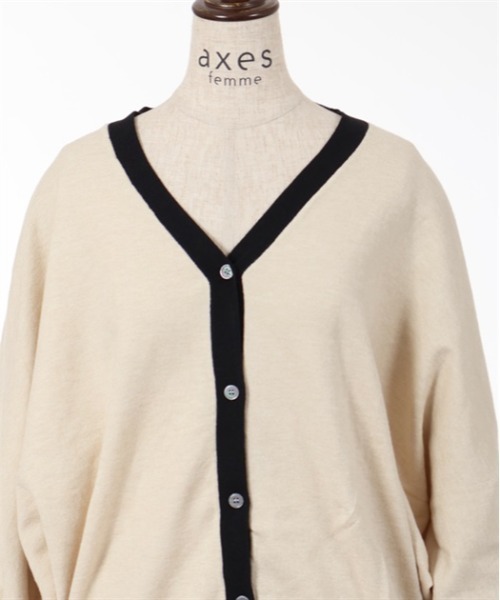 axes femme(アクシーズファム)の「配色ドルマンニットカーデ(カーディガン/ボレロ・レディース・キナリ/ブラック/グリーン・FREE)」の8枚目の写真