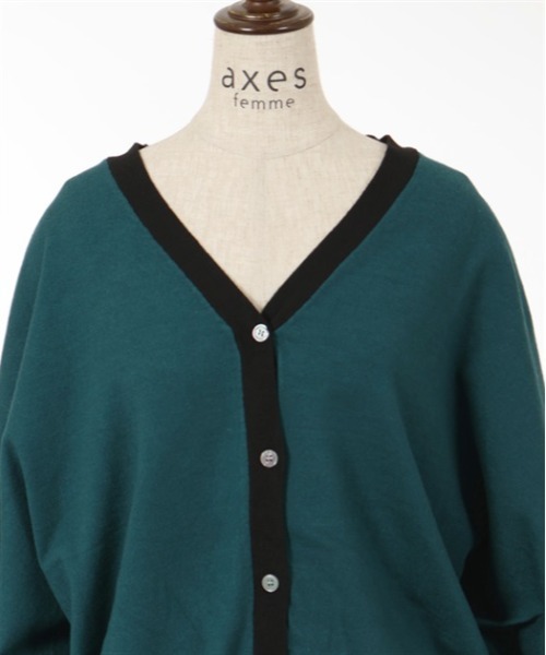 axes femme(アクシーズファム)の「配色ドルマンニットカーデ(カーディガン/ボレロ・レディース・キナリ/ブラック/グリーン・FREE)」の17枚目の写真