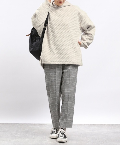 GLOBAL WORK Smile Seed Store（グローバルワーク スマイルシードストア）の「カットキルトパーカー/966730（パーカー・レディース・ブラック/アイボリー/ライトブラウン・LARGE/SMALL/X-LARGE/MEDIUM）」の6枚目の写真