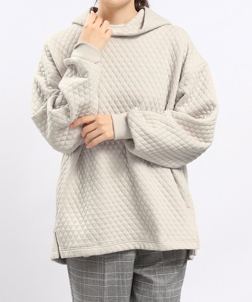GLOBAL WORK Smile Seed Store（グローバルワーク スマイルシードストア）の「カットキルトパーカー/966730（パーカー・レディース・ブラック/アイボリー/ライトブラウン・LARGE/SMALL/X-LARGE/MEDIUM）」の7枚目の写真