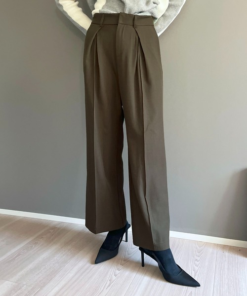 Jewelobe（ジュエローブ）の「タックワイドルーズスラックス（スラックス・レディース・グレー/ブラック/ブラウン・S/M/L）」の4枚目の写真