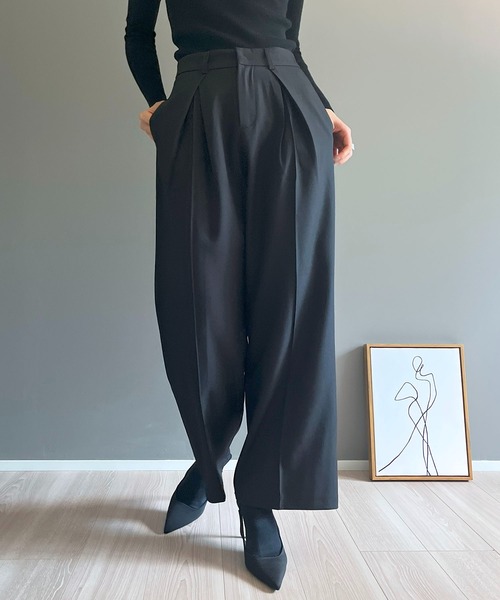 Jewelobe（ジュエローブ）の「タックワイドルーズスラックス（スラックス・レディース・グレー/ブラック/ブラウン・S/M/L）」の5枚目の写真