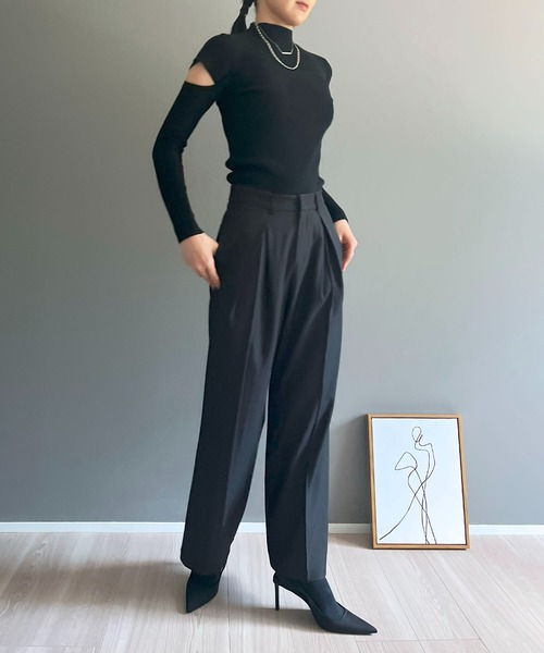 Jewelobe（ジュエローブ）の「タックワイドルーズスラックス（スラックス・レディース・グレー/ブラック/ブラウン・S/M/L）」の6枚目の写真