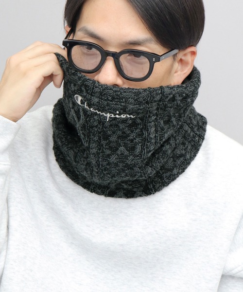 Champion(チャンピオン)の「ケーブル編みニット 裏ボア ネックウォーマー(ネックウォーマー/スヌード・メンズ・グレー/ブラック・FREE)」の5枚目の写真