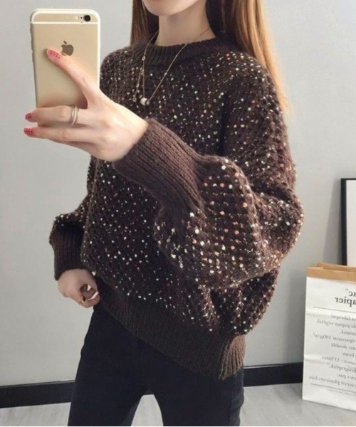 新品未使用タグ付き♡pomiii ファードッキングニット セール】【新色展開】ノルディックパターンニット（ニット