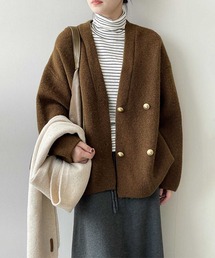 ダブルボタン ニット カーディガン