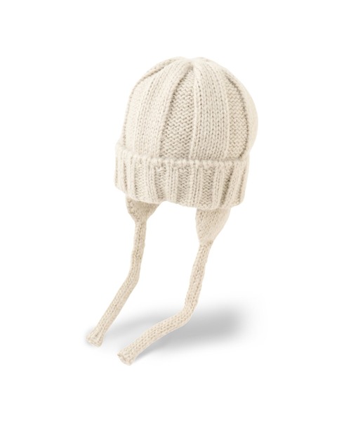 VICKY（ビッキー）の「【KOREAN ITEM】耳当てリブニット帽（ニットキャップ/ビーニー・レディース・ブラック/オフホワイト/レッド・M）」の2枚目の写真