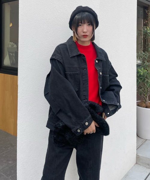 VICKY（ビッキー）の「【KOREAN ITEM】耳当てリブニット帽（ニットキャップ/ビーニー・レディース・ブラック/オフホワイト/レッド・M）」の11枚目の写真