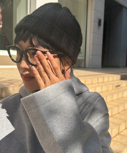 VICKY（ビッキー）の「【KOREAN ITEM】耳当てリブニット帽（ニットキャップ/ビーニー・レディース・ブラック/オフホワイト/レッド・M）」の5枚目の写真