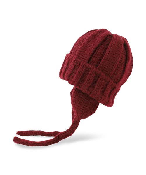 VICKY（ビッキー）の「【KOREAN ITEM】耳当てリブニット帽（ニットキャップ/ビーニー・レディース・ブラック/オフホワイト/レッド・M）」の16枚目の写真