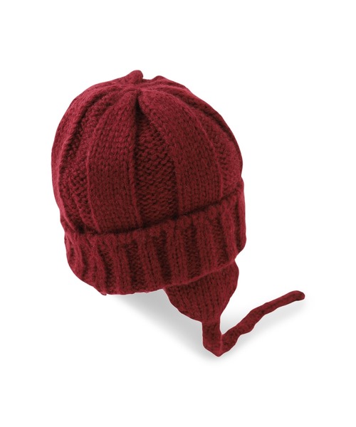 VICKY（ビッキー）の「【KOREAN ITEM】耳当てリブニット帽（ニットキャップ/ビーニー・レディース・ブラック/オフホワイト/レッド・M）」の17枚目の写真