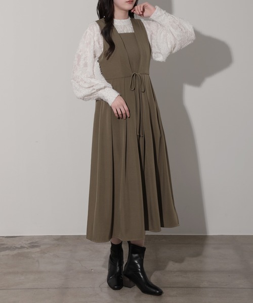 セール】リボン付フロントタックジャンパースカート（スカート