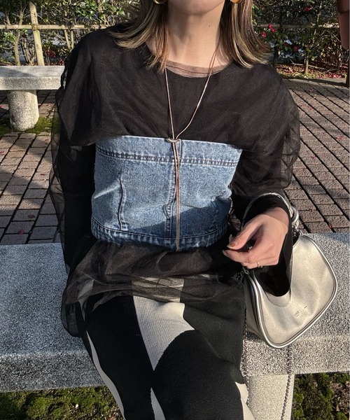 y/m by misato（イムバイミサト）の「デニムビスチェ（ベスト・レディース・ブルー/グレー・FREE）」の9枚目の写真