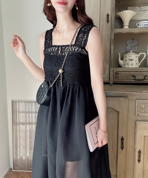 Meiru（メイル）の「クロシェビスチェシアーワンピース（シワ加工