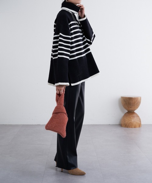 SHENERY（シーナリー）の「タートルネックボーダーニット（ニット/セーター・レディース・ブラック/オフホワイト・FREE）」の19枚目の写真