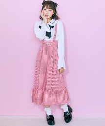 <大きいサイズ> ハートバックルデザインスカート(サスペンダー付) marun