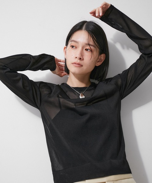 ADAM ET ROPE'（アダムエロペ）の「マットシアーニットプルオーバー（Tシャツ/カットソー・レディース・ブラック/ホワイト系その他2/ブルー系その他6・FREE）」の3枚目の写真