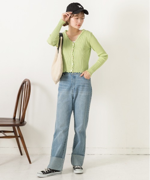 ad thie(アドティエ)の「フリルメロー コンパクトリブカーディガン(カーディガン/ボレロ・レディース・ライトグリーン/ピンク/モカ/ラベンダー/イエロー/ブラック・FREE)」の13枚目の写真