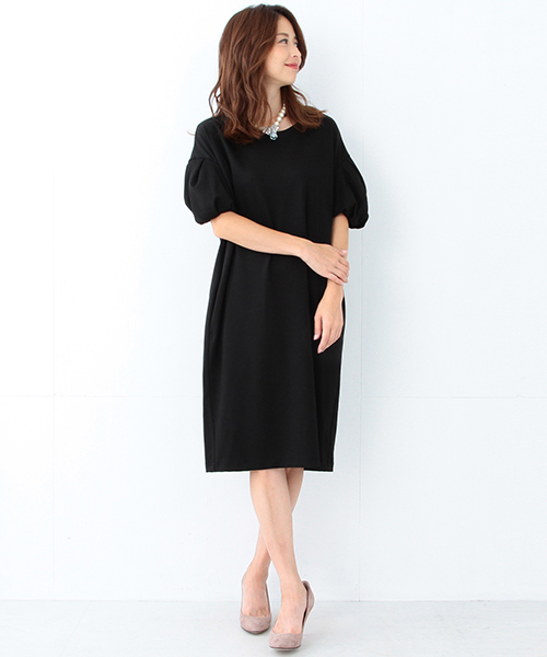 Demi-Luxe BEAMS(デミルクス ビームス)の「Demi-Luxe BEAMS / バルーンスリーブ ポンチワンピース(ワンピース・レディース・ブラック/グリーン系その他・ONE SIZE)」の17枚目の写真