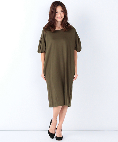 Demi-Luxe BEAMS(デミルクス ビームス)の「Demi-Luxe BEAMS / バルーンスリーブ ポンチワンピース(ワンピース・レディース・ブラック/グリーン系その他・ONE SIZE)」の12枚目の写真