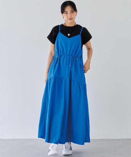 LAVEANGE(ラビアンジェ)の「ドロストキャミワンピース(ワンピース・レディース・チャコールグレー/ブルー/ブラック・M/LL/3L/4L/5L)」の9枚目の写真