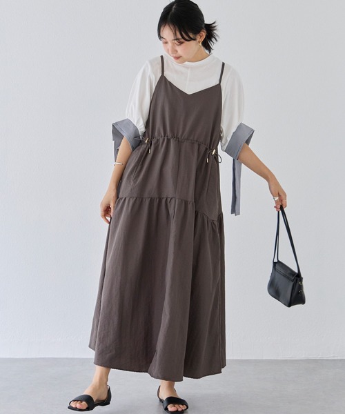 新品【 LAVEANGE 】ラビアンジェ 麻調合繊ドットキャミワンピース 麻調合繊ドットキャミワンピース | ラビアンジェ-⼤きいサイズの
