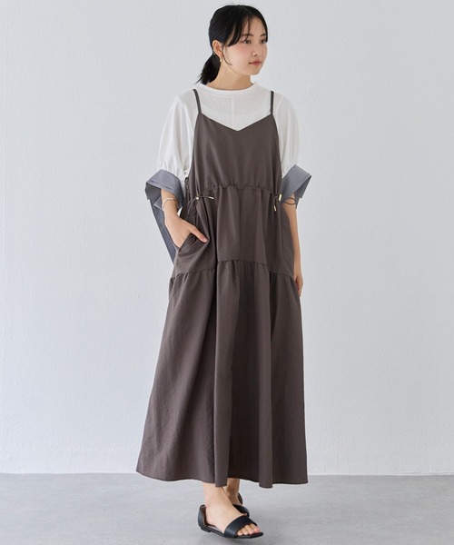 LAVEANGE(ラビアンジェ)の「ドロストキャミワンピース(ワンピース・レディース・チャコールグレー/ブルー/ブラック・M/LL/3L/4L/5L)」の5枚目の写真