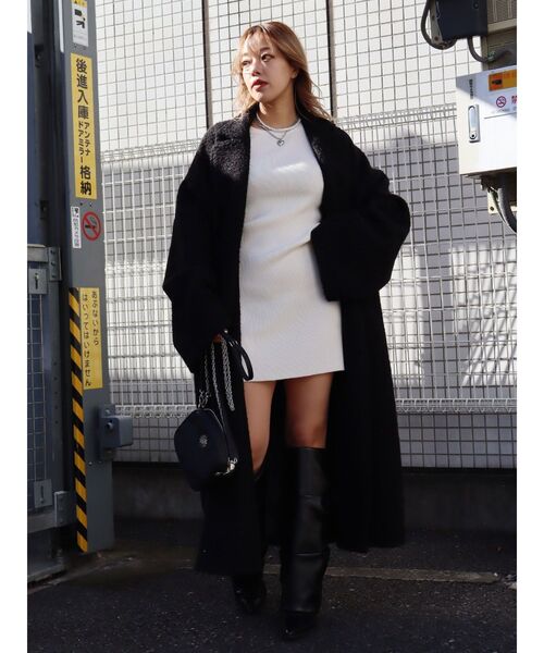 EVRIS（エヴリス）の「アームカッティングニットミニワンピース（ワンピース・レディース・ブラック/ホワイト/ネイビー・FREE）」の20枚目の写真